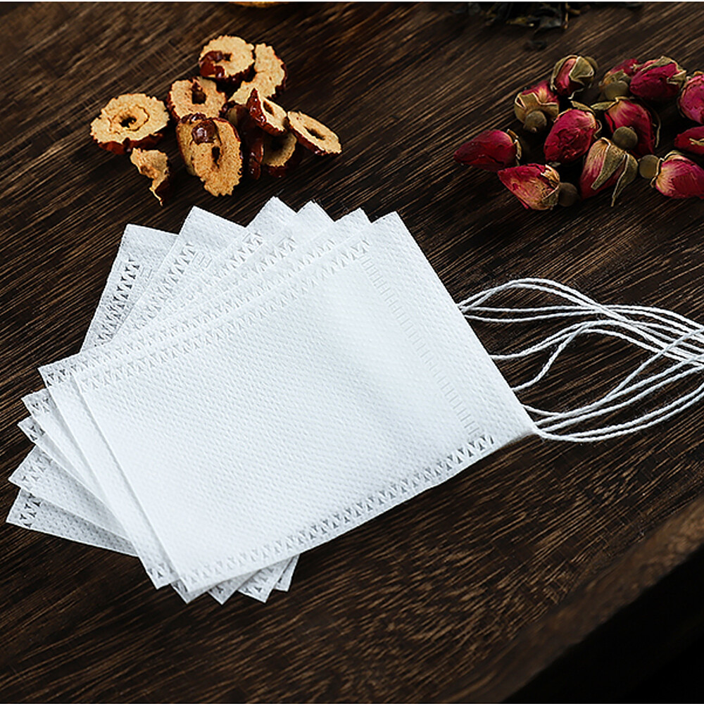 100x Disposable Non-woven Tea bag Filter Empty Teabags Herb Loose Drawstring Bag