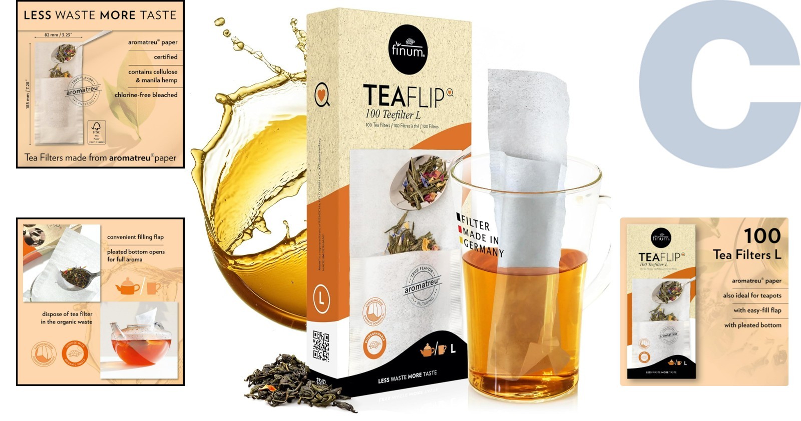 Sustainable 100-Pack Paper Tea Filters – Large, Double-Fold Design for Loose Tea