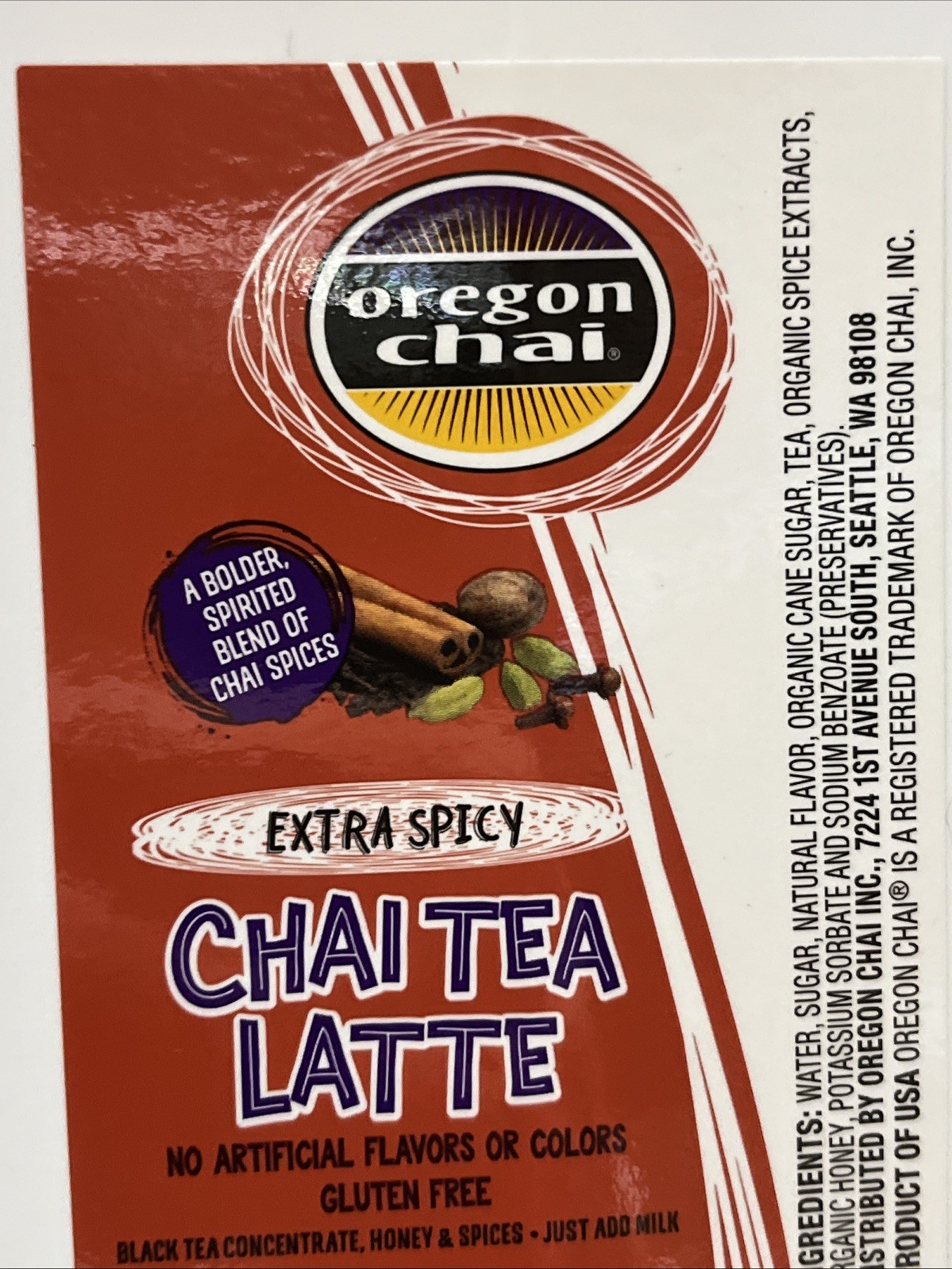 Oregon Chai Extra Spicy Chai Tea Latte Bold Concentrate 64 oz – Half Gallon