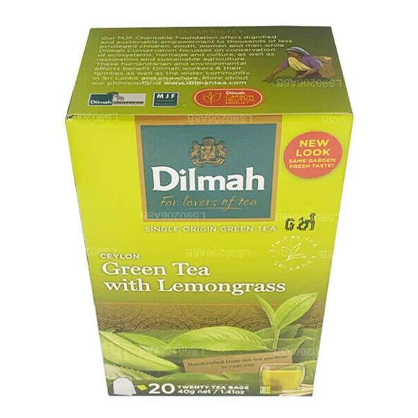 3 DILMAH CEYLON GREEN TEA WITH LEMONGRASS Tea Sri Lanka Origin (60 servings)
