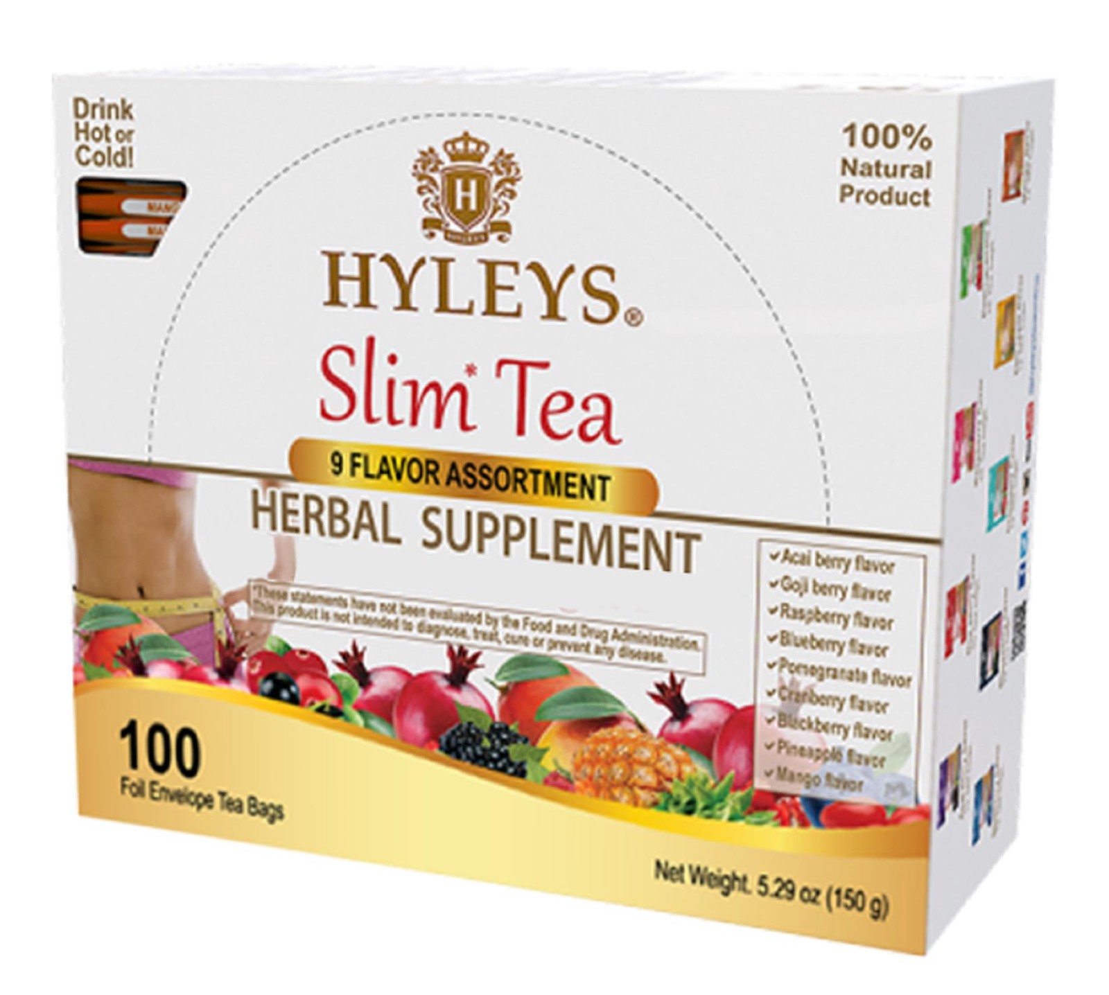 Slim Tea 9 Flavor Assortment 100 Ct Weight Loss Herbal Supplement Cleanse an…