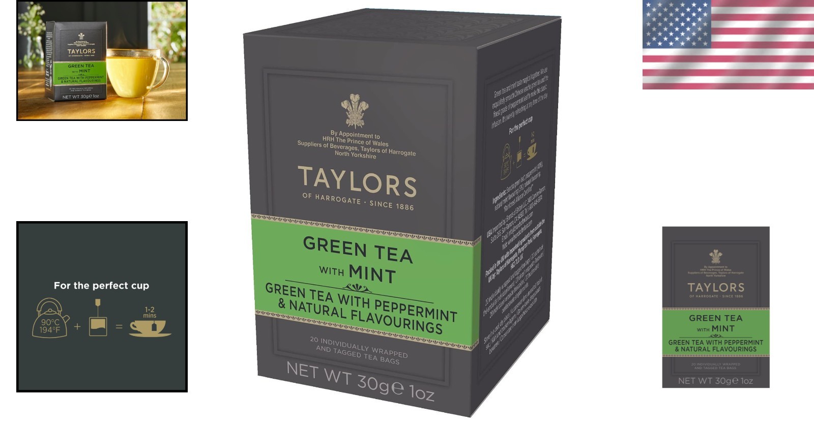 Sustainable Green Tea with Mint – 20 Bags Each in 6 Pack for Anytime Refreshment