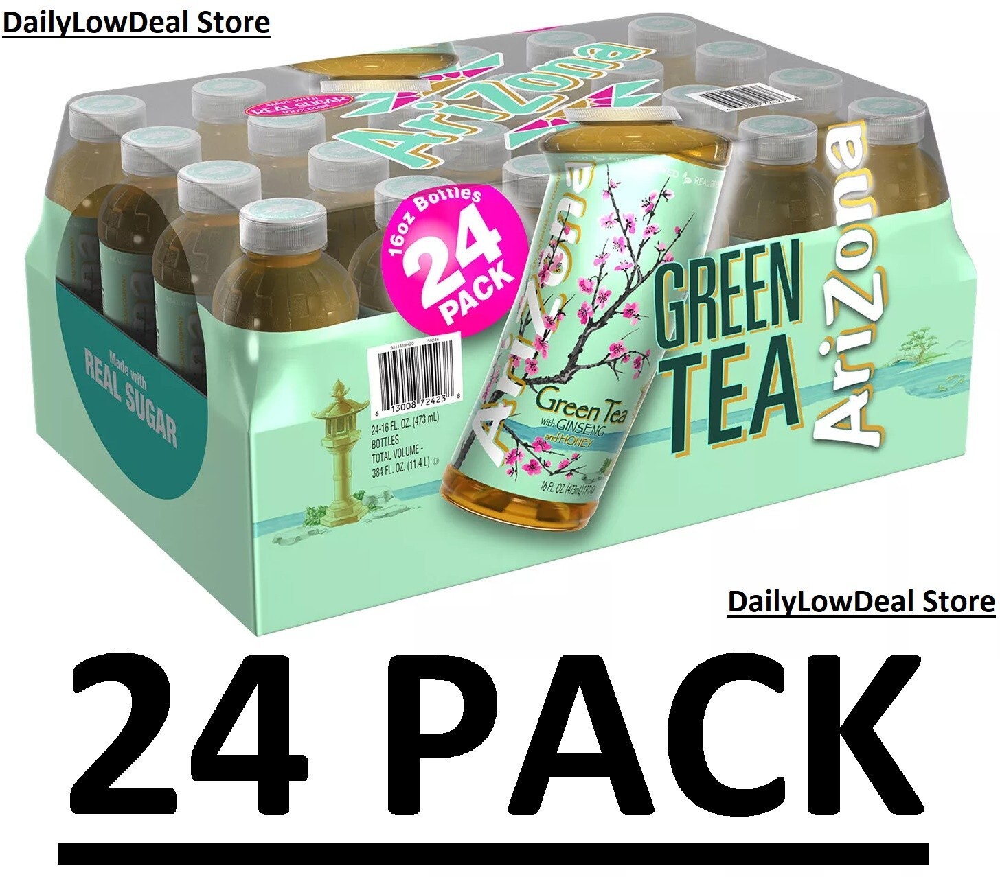 24 Bottles – Arizona Green Tea – Ginseng and Honey 16 fl. oz. Each FAST SHIP!!