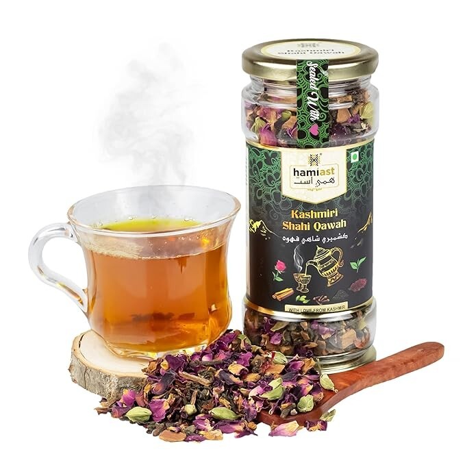 Kashmiri Shahi Qawah (Kahwa) Green Tea With Saffron | 100 Grams Serves 50 Cups