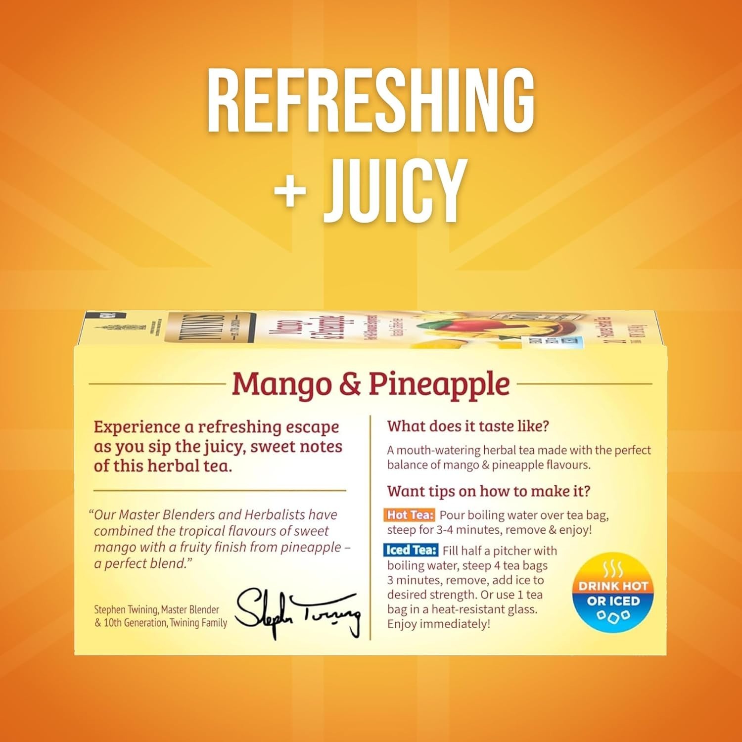 Twinings Mango & Pineapple Herbal Tea, 20 Caffeine-Free Teabags