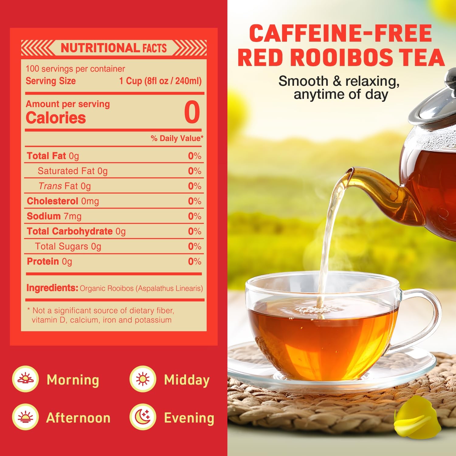 Rooibos Rocks Herbal Tea Bags – Naturally 100 Count (Pack of 1), Earthy Red