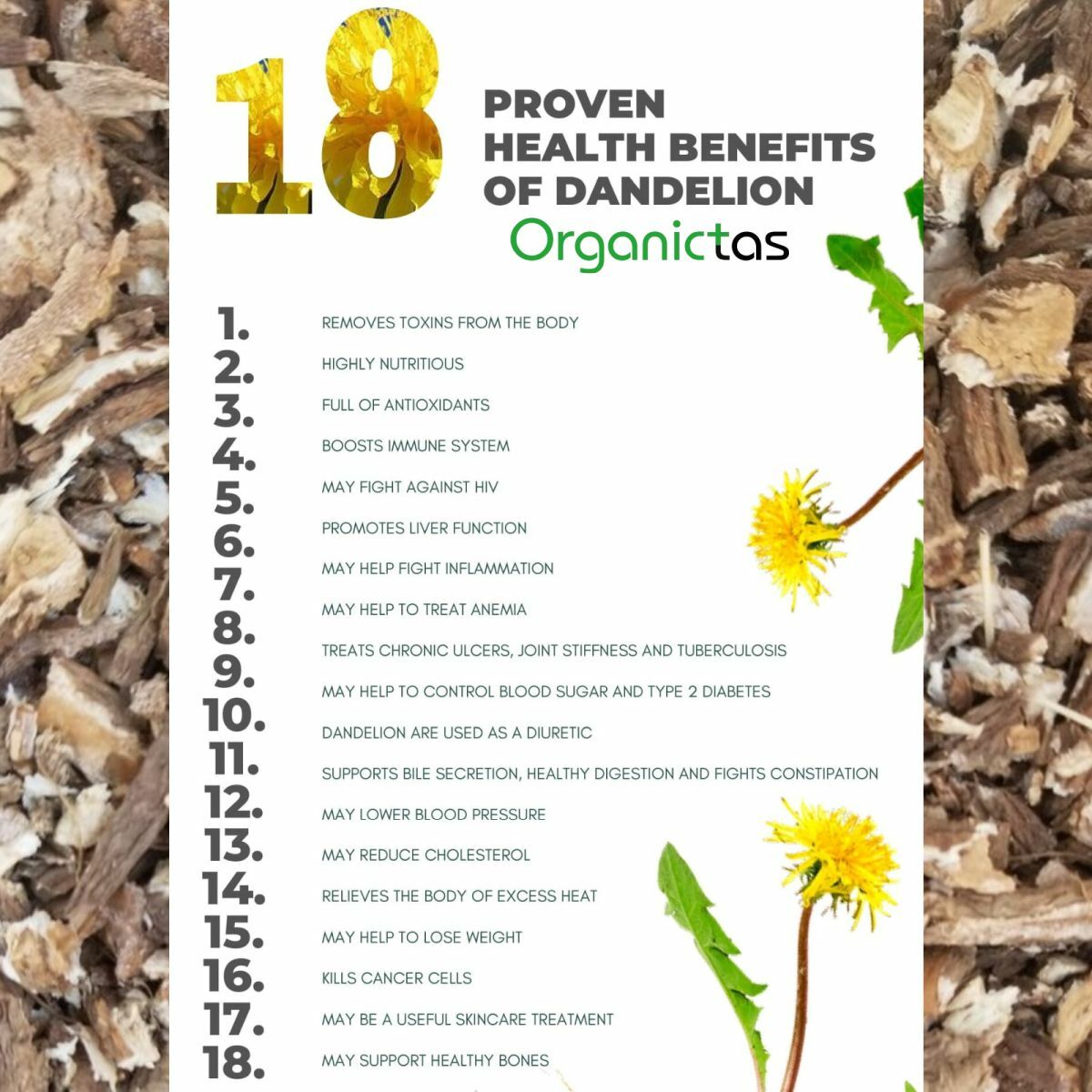 DANDELION ROOT Organic Premium Quality Tea Cut Taraxacum Officinalis 25-200g BIO