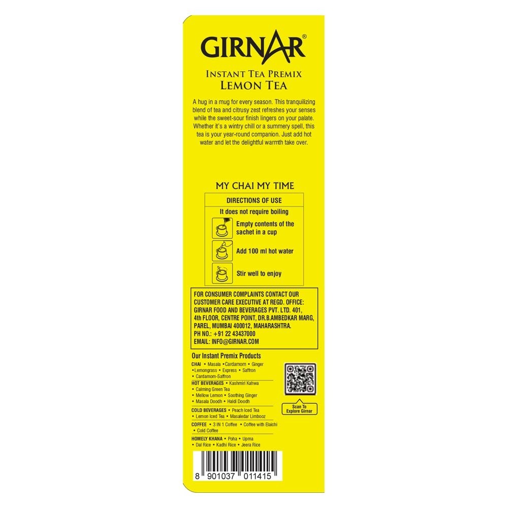 Girnar Instant Premix Lemon Black Tea Granules(10 Sachets), 10 Grams