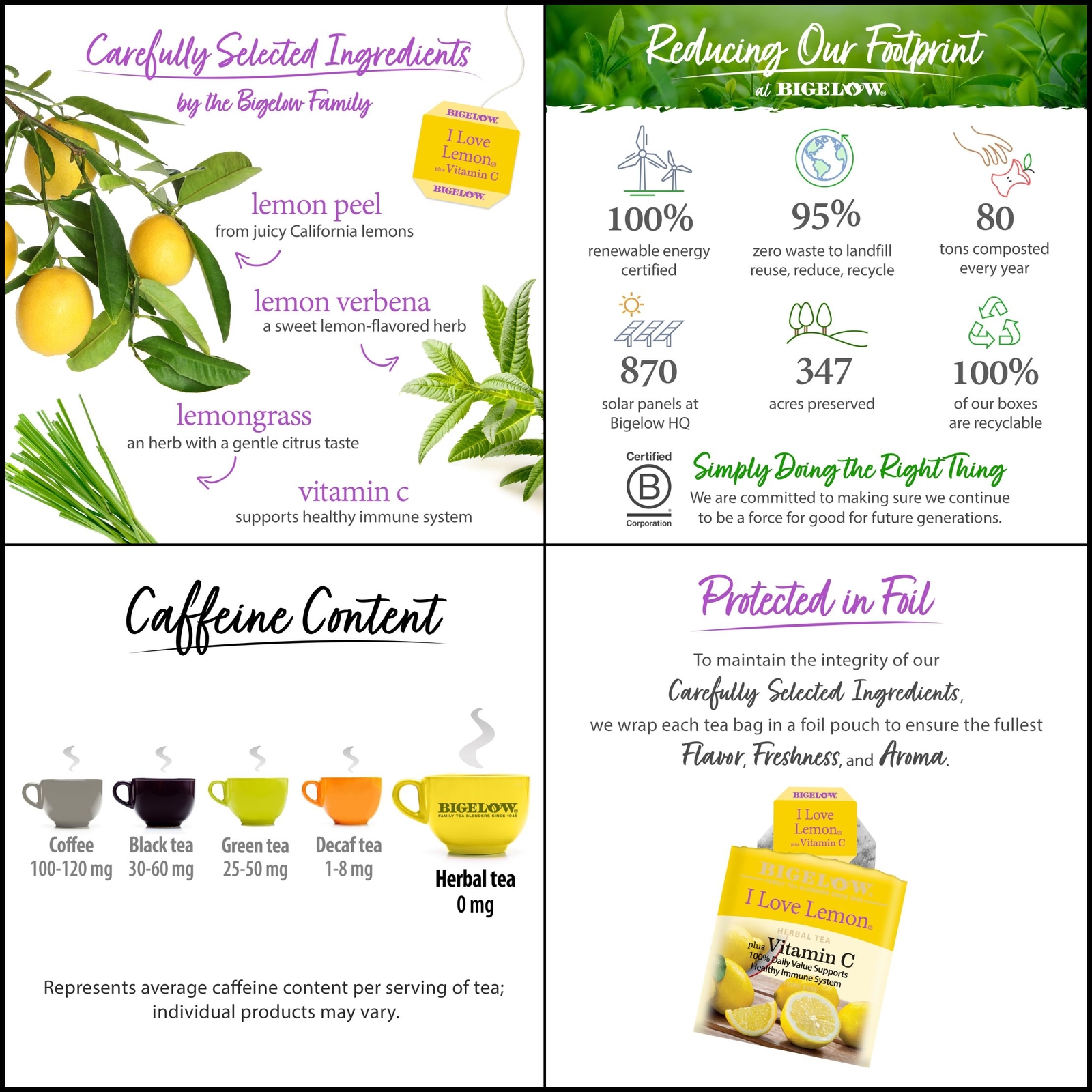 I Love Lemon Herbal Tea with Vitamin C, Caffeine Free, 20 Count (Pack of 6)