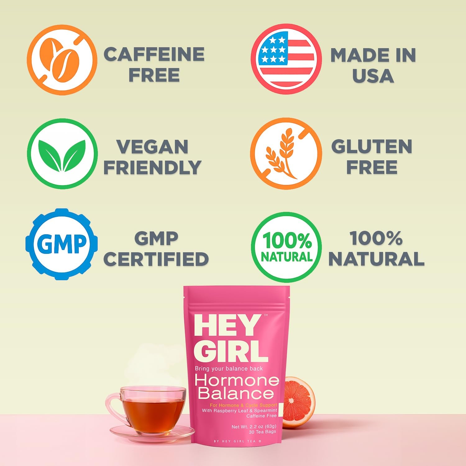 Hormone Balance for Tea with Spearmint, Red Raspberry Leaf, Chamomile, Ginger…