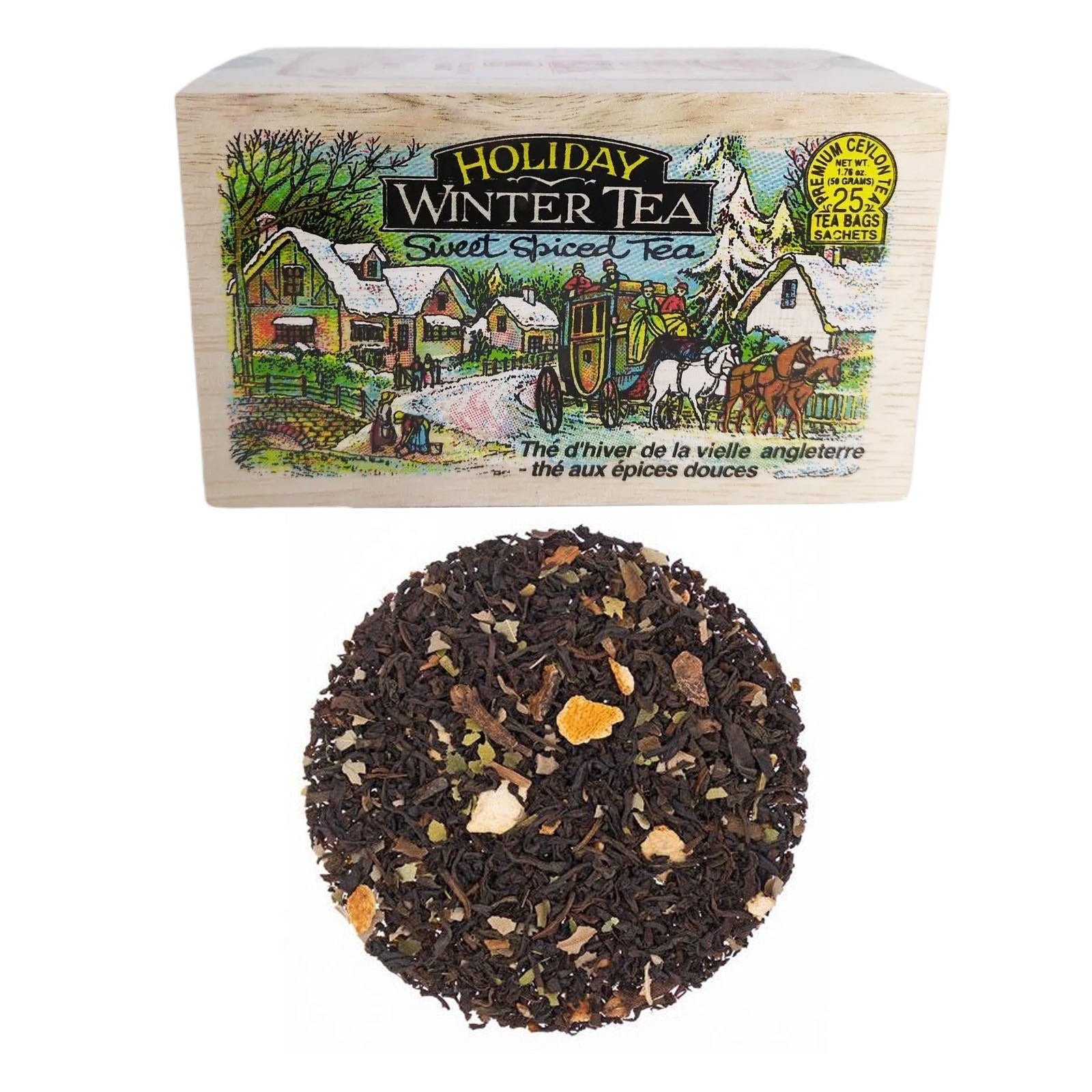 Metropolitan Tea Co HOLIDAY WINTER Sweet Spiced Ceylon 25 Teabags, Wood Box 50g