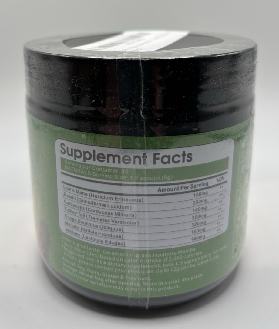 Mushroom Matcha Powder 7 Natural Mushrooms Japanese Ceremonial Matcha Exp 8/26