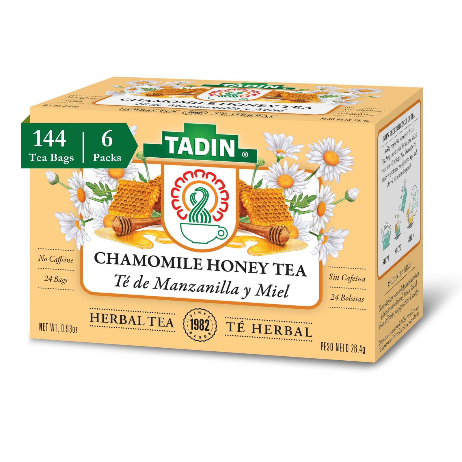 Tadin Chamomile Honey Herbal Tea 24 Count Caffeine Free Relaxing Blend