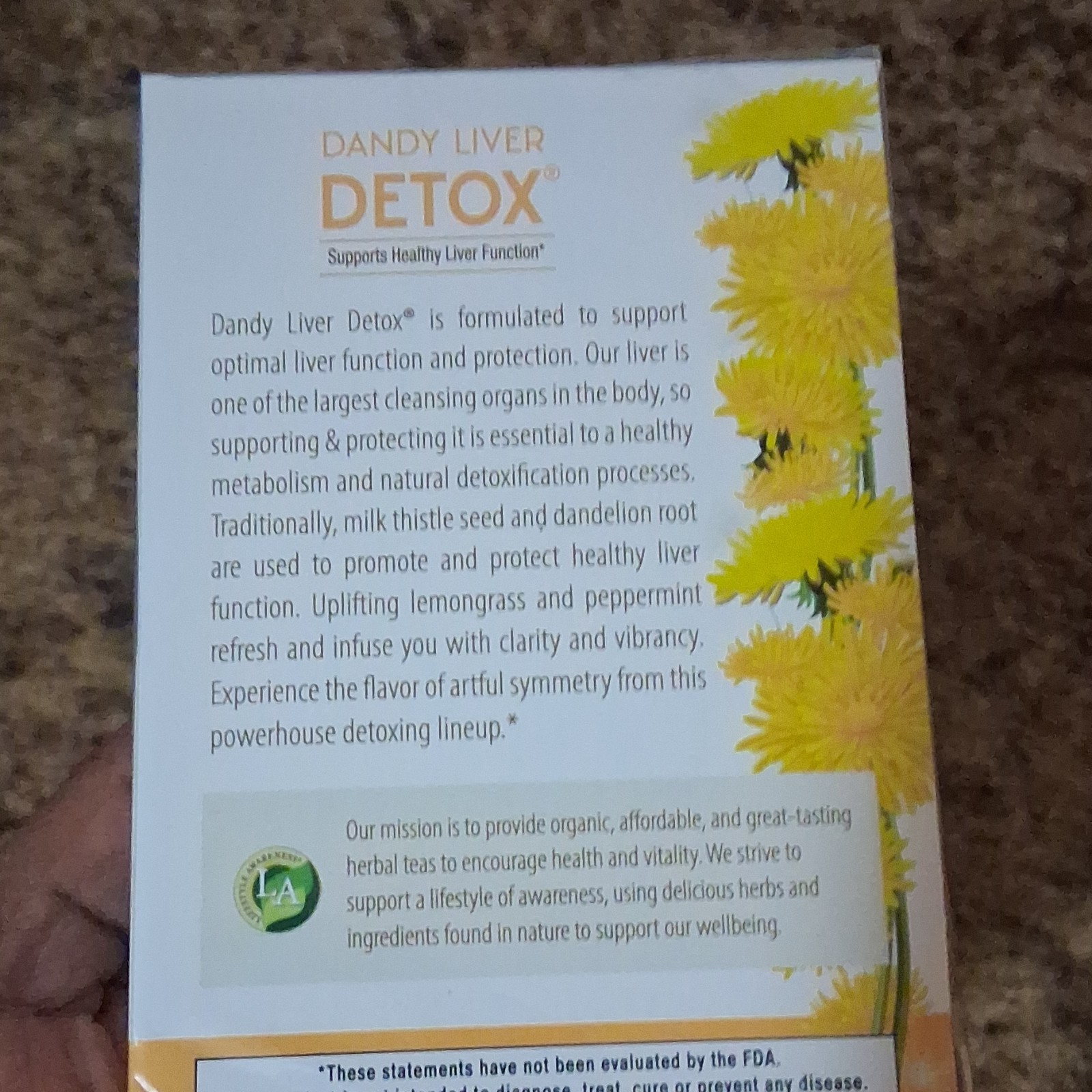 LA Dandy Liver Detox Herbal Tea USDA Organic Caffeine Free Pantry Tea & Infusion
