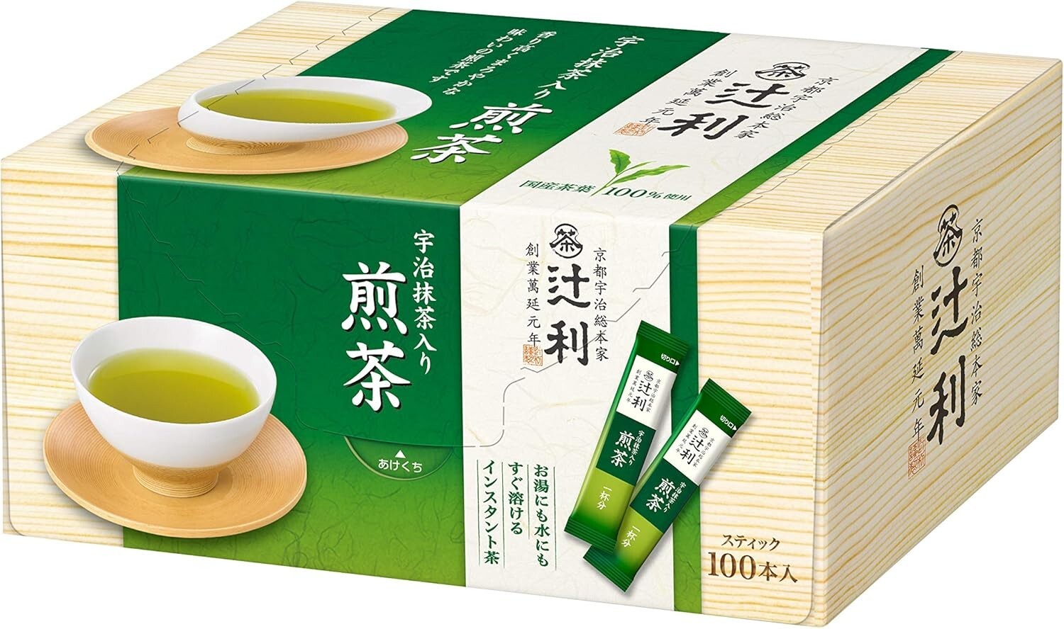 Tsujiri Premium Matcha Powder -Large Pack: 100 Sticks, Kyoto Uji Blend by Kataok