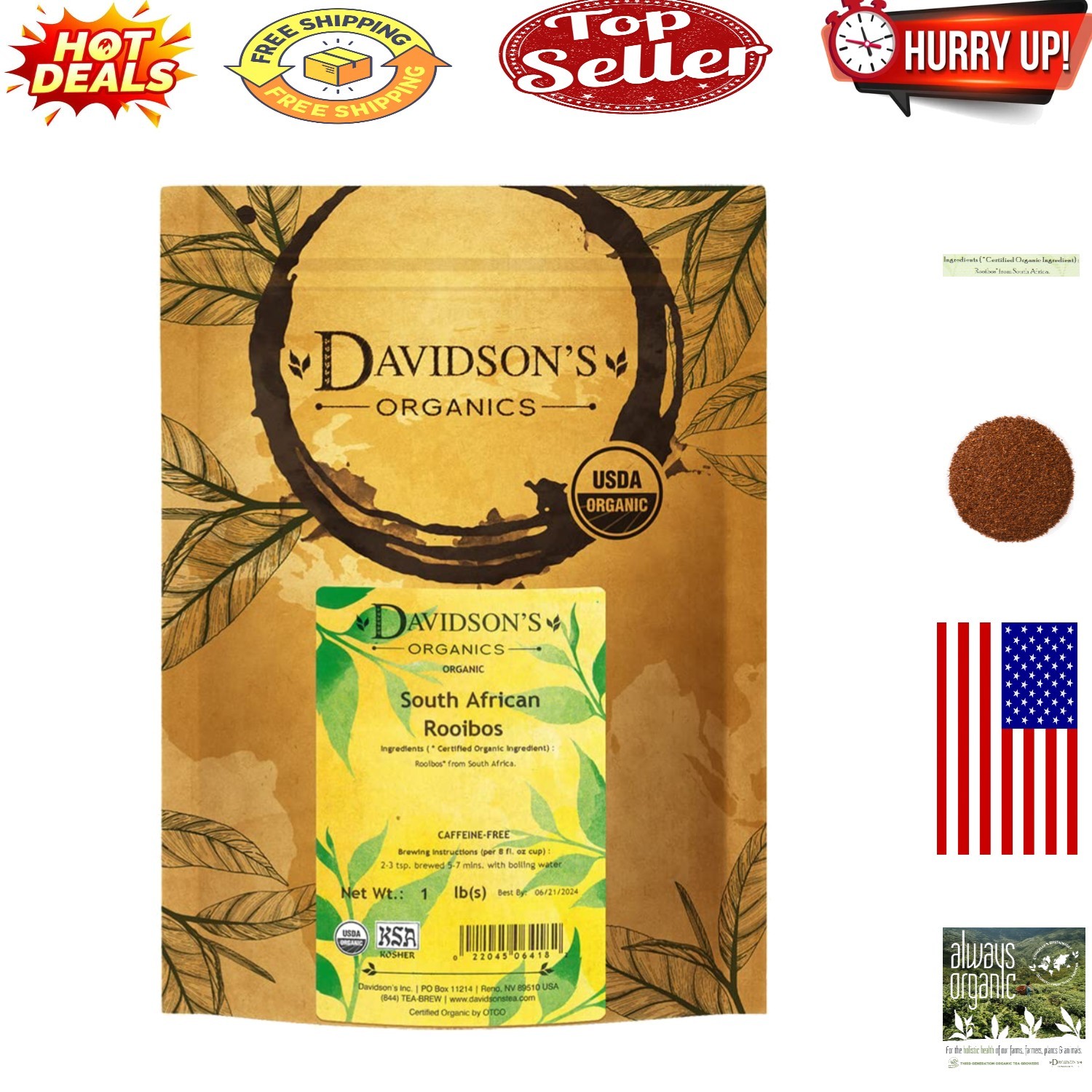 Organic South African Rooibos Loose Leaf Tea – 16oz