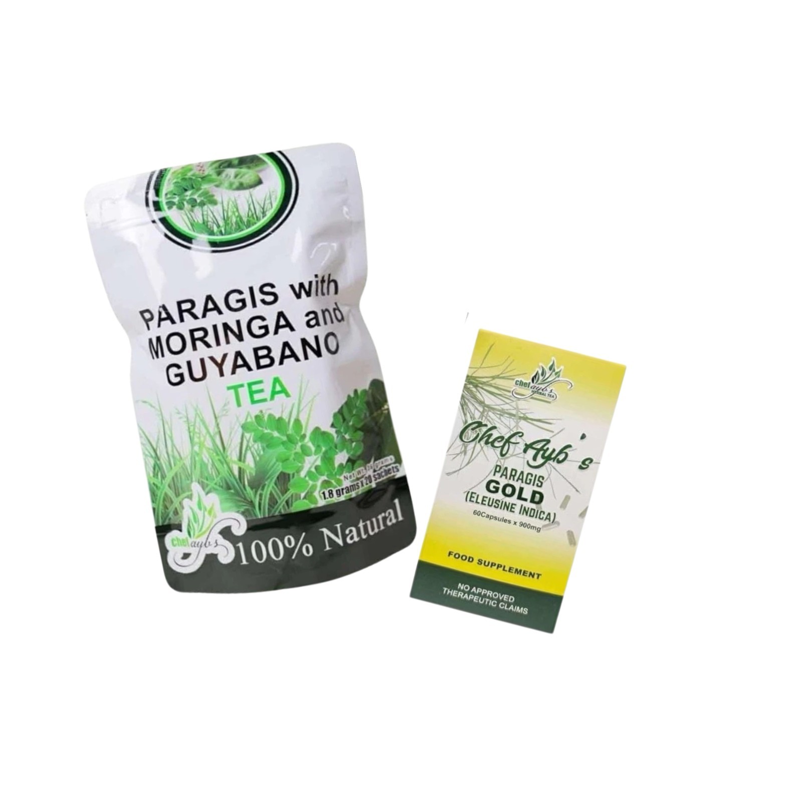Chef Ayb Paragis Gold 900mg 60 Caps + Paragis Moringa & Guyabano Tea 20 Sachets