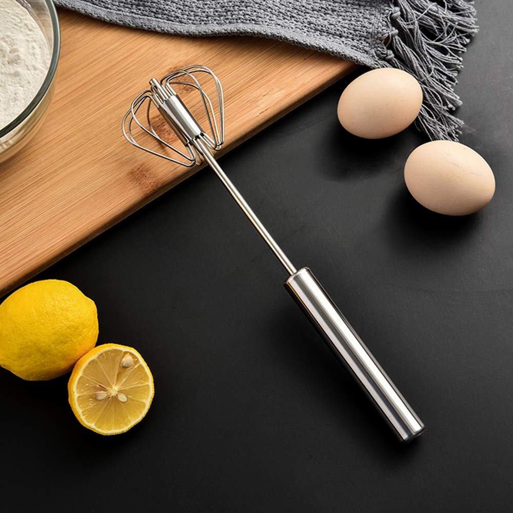 Stainless Steel Eggbeater,egg scrambler,hand mixer, Rotating Silver