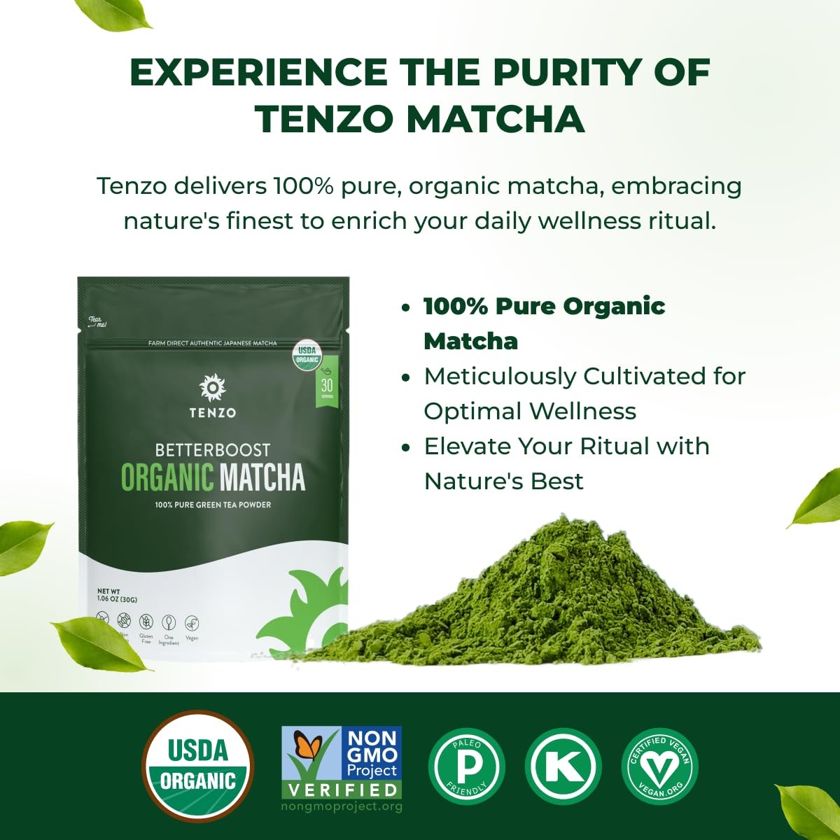 Tenzo Matcha Green Tea Powder USDA Organic Premium Grade Authentic Japanese…