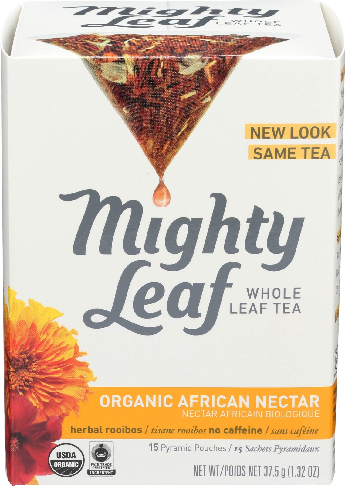 Whole Leaf Tea, Organic African Nectar, 15 Tea Bags Individual Pyramid-Style …