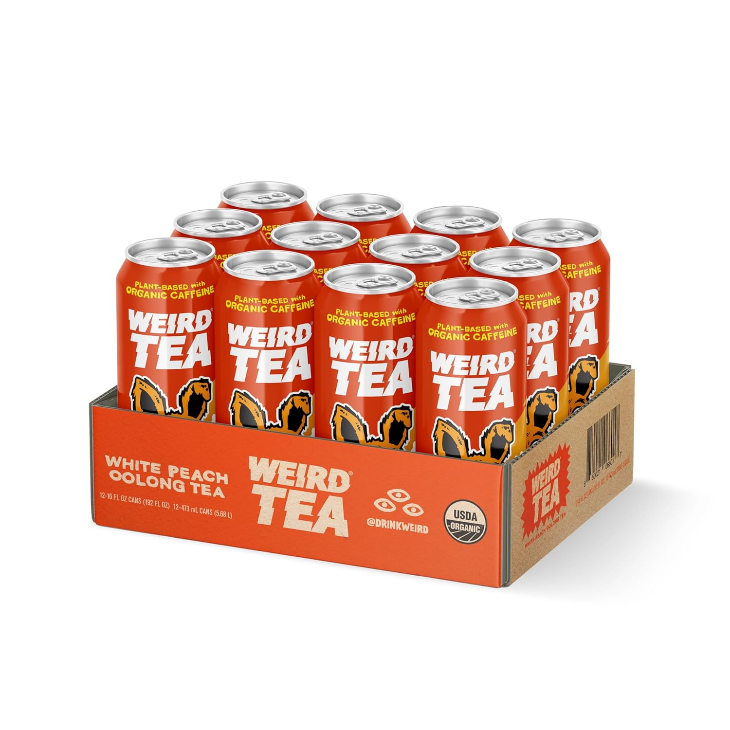 Organic White Peach Oolong Tea – 16Oz Cans, 160Mg Organic Caffeine, Pack of 12 –