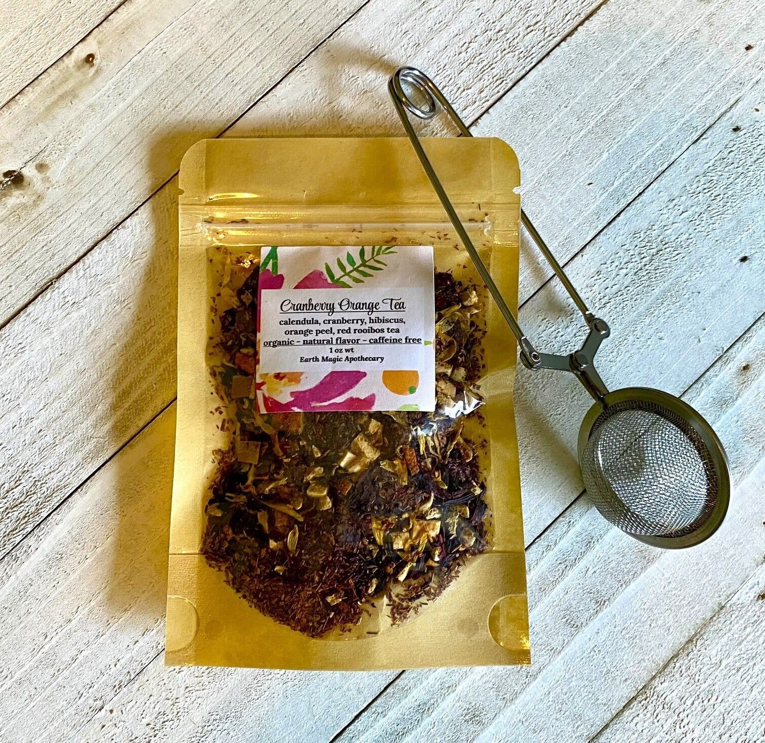Cranberry Orange Tea Blend Organic Herbal Citrus Hibiscus Handmade Fresh