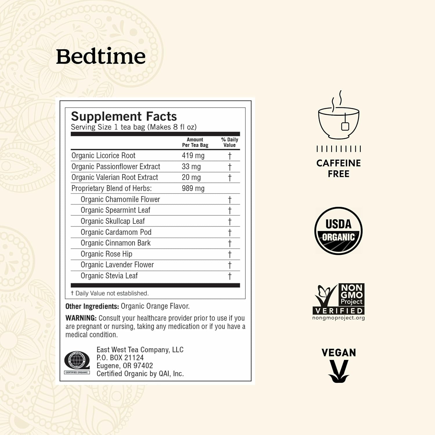 Tea Bedtime Tea – 16 Tea Bags per Pack (4 Packs) – Chamomile & Passionflower Her