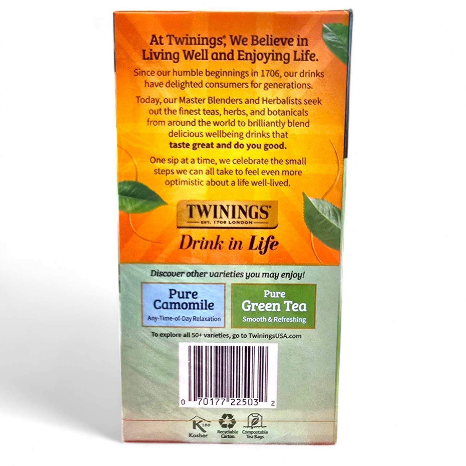 Herbal Tea, Pure Peppermint, Caffeine Free, 50 Tea Bags 3.53 oz TWININGS