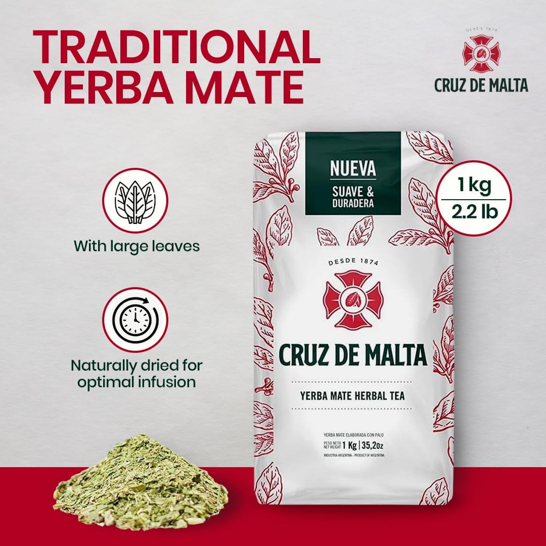 Cruz De Malta Yerba Mate Tea – 1Kg (2.2 Lbs) Loose Leaf – Traditional Argentine