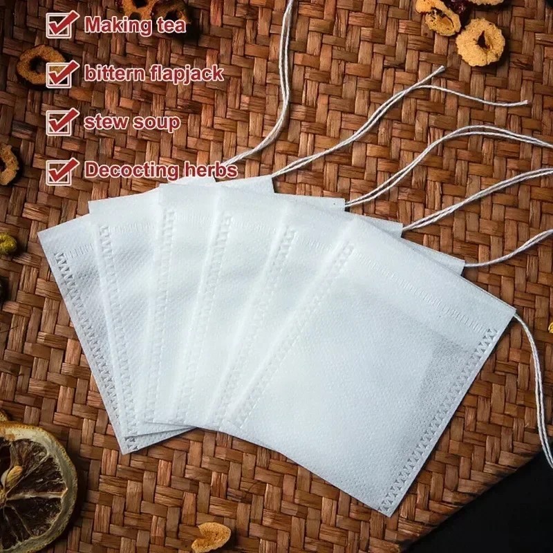 100pcs Empty Tea Bag Disposable Drawstring Seal Teabags Loose Leaf Tea Filters