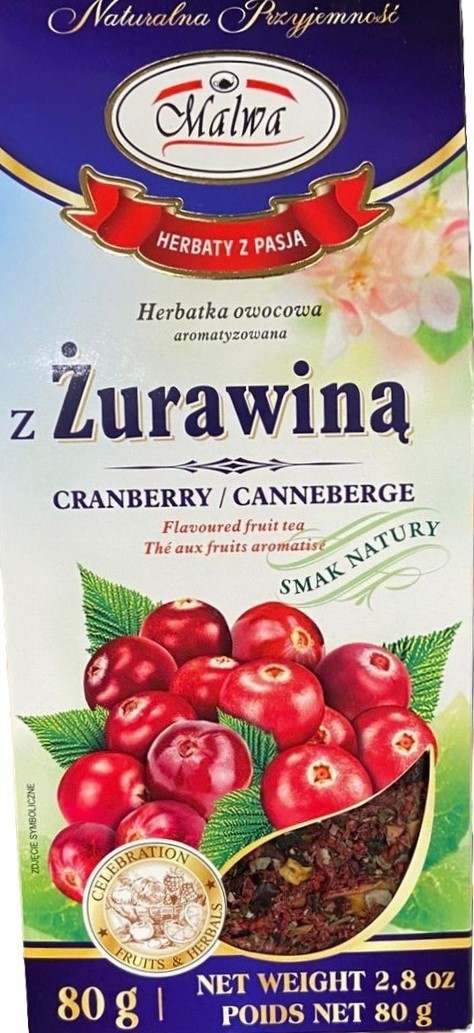 3 x Malwa Cranberry Fruit Tea – Loose Dried Tea Blend, 80g (2.8oz) Caffeine-Free