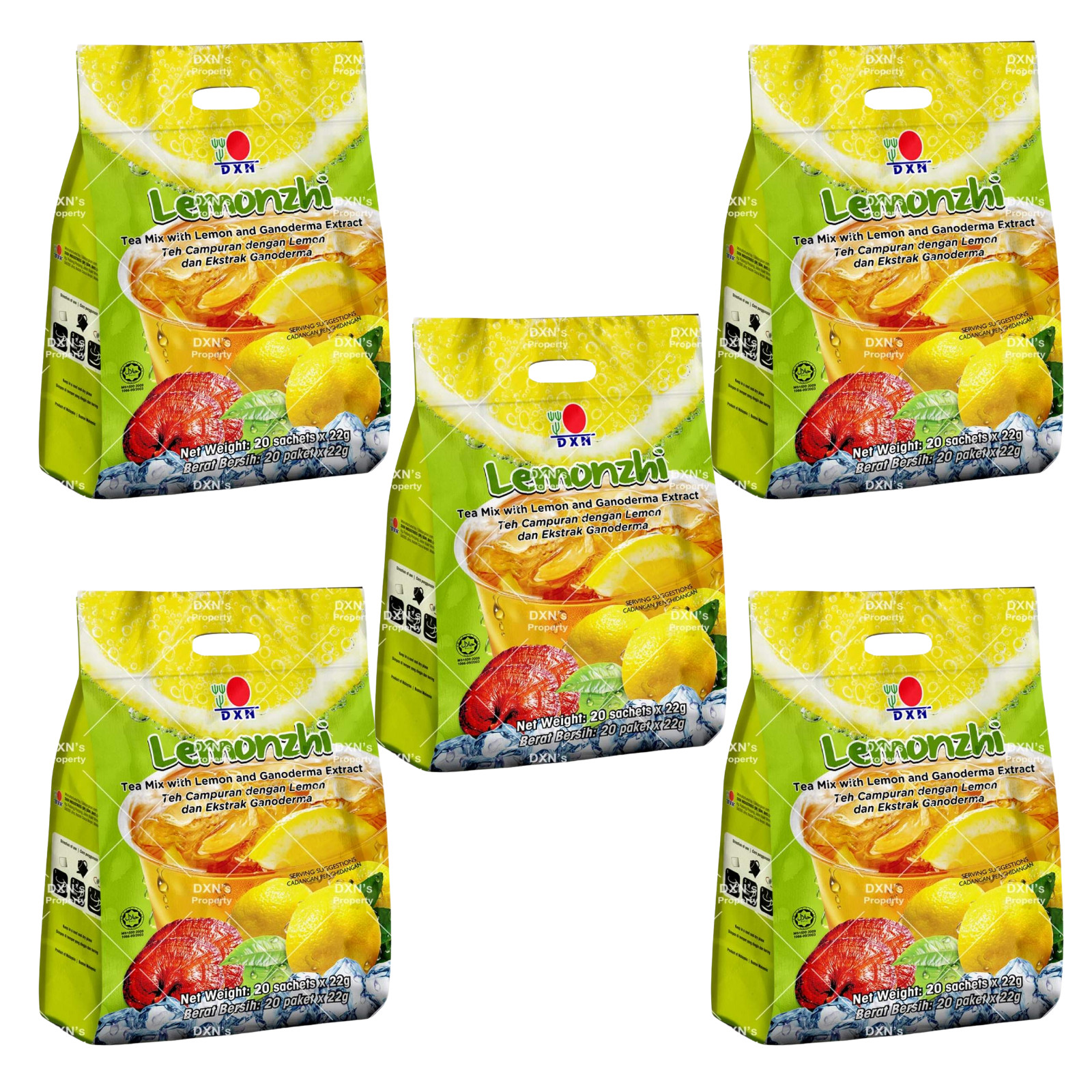 DXN Lemonzhi Instant Lemon Tea with Ganoderma 5 Packs Bundle 100 Sachets