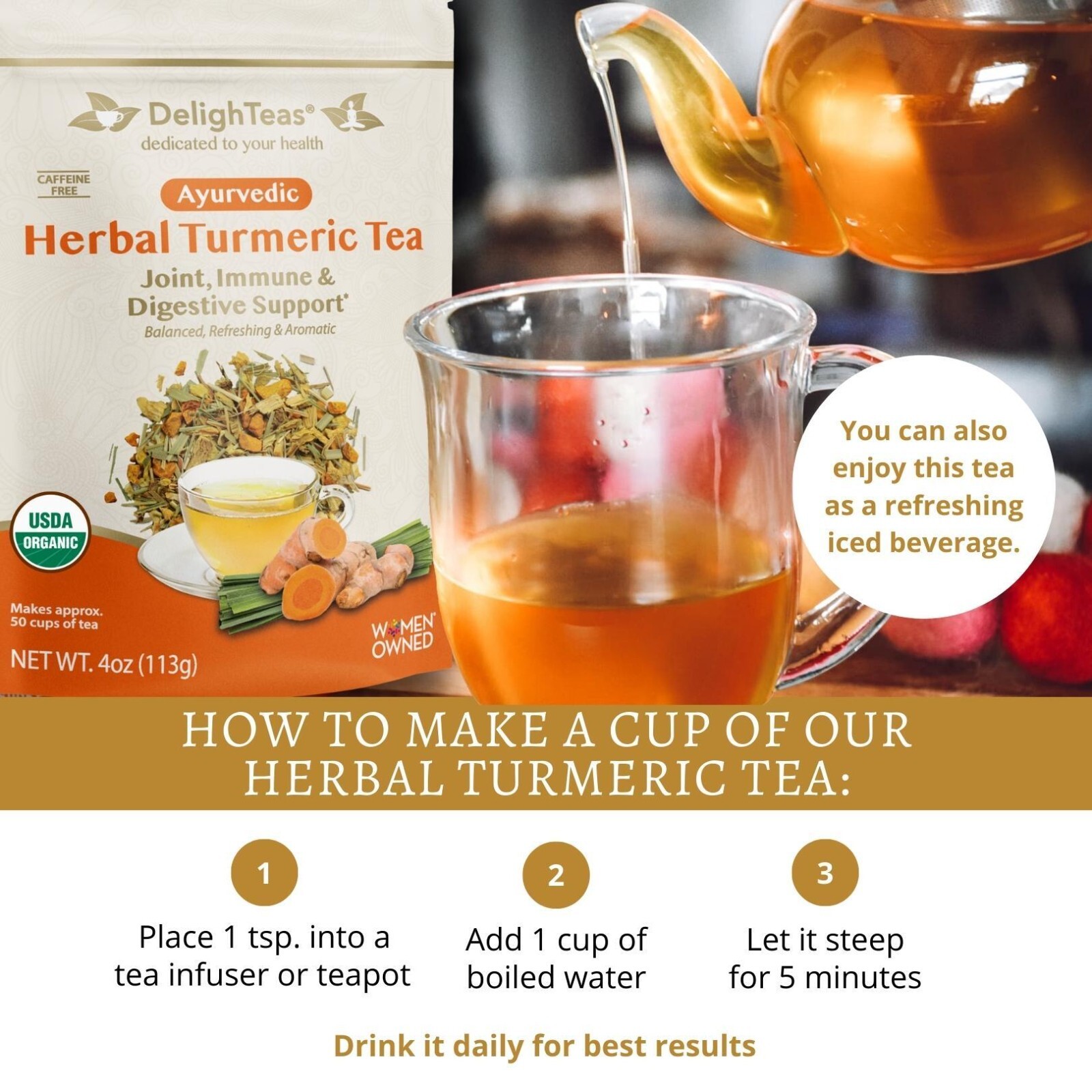 Ayurvedic Herbal Turmeric Tea – Loose Blend