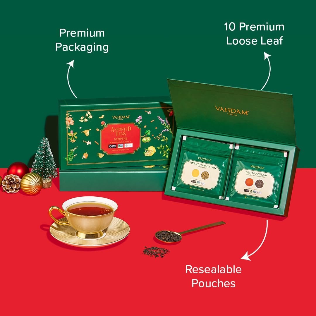Exclusive Loose Leaf Tea Variety Pack – 10 Teas, Brew Hot & Cold for 50+ Cups