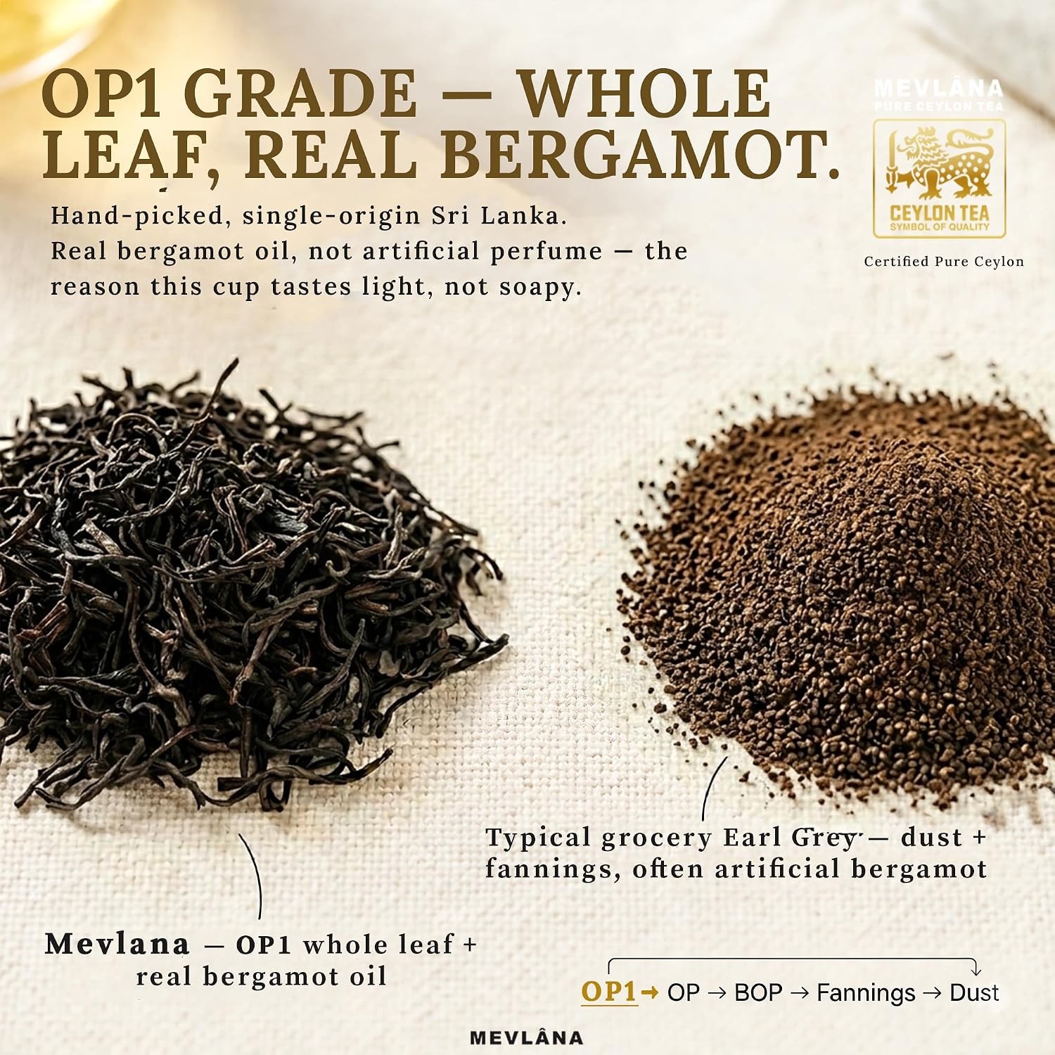 Mevlana Pure Ceylon Loose Leaf Black Tea, 100g / 3.5oz | Real Bergamot Oil, Hint