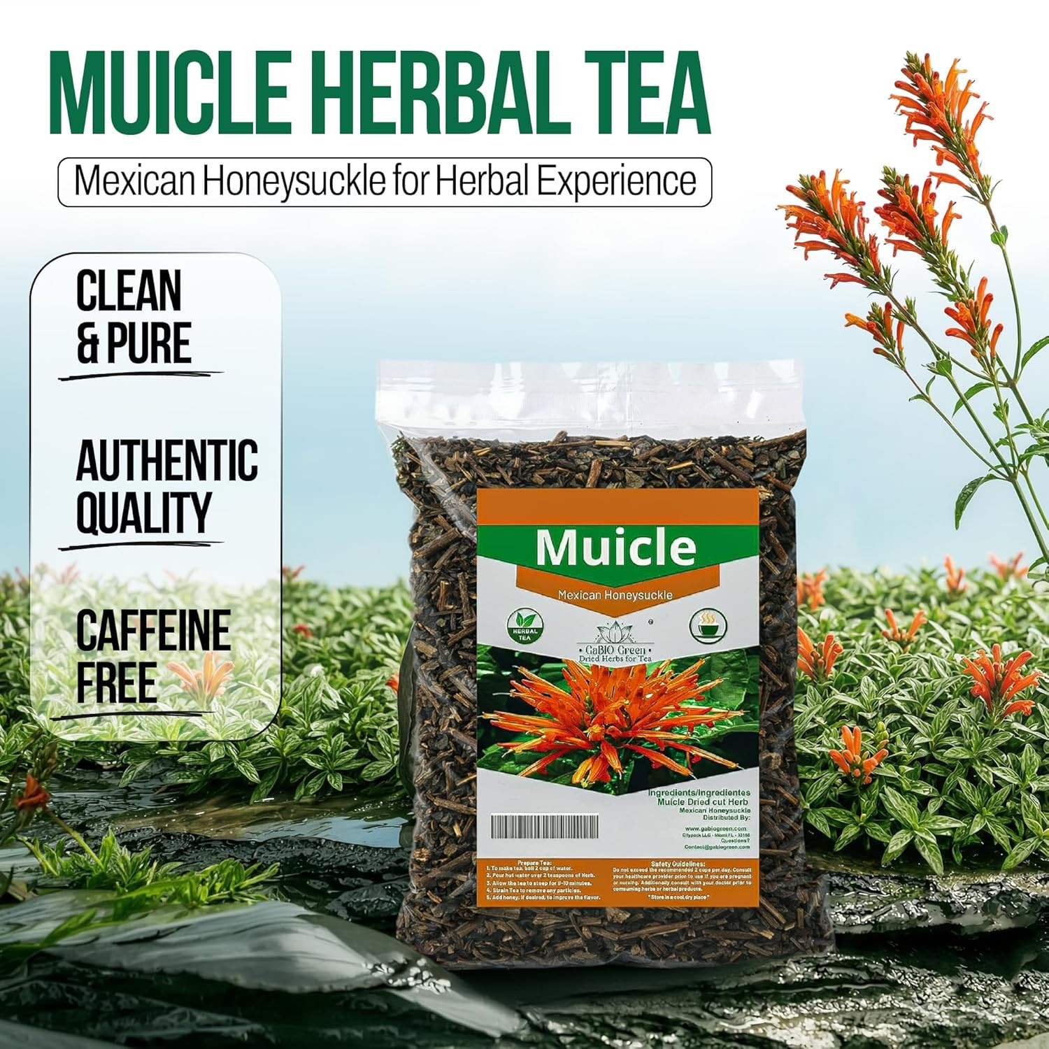 Muicle Mexican Honeysuckle Hierba Tea 2 Oz 100 % Natural ,Gabio Green Herbs (2 O