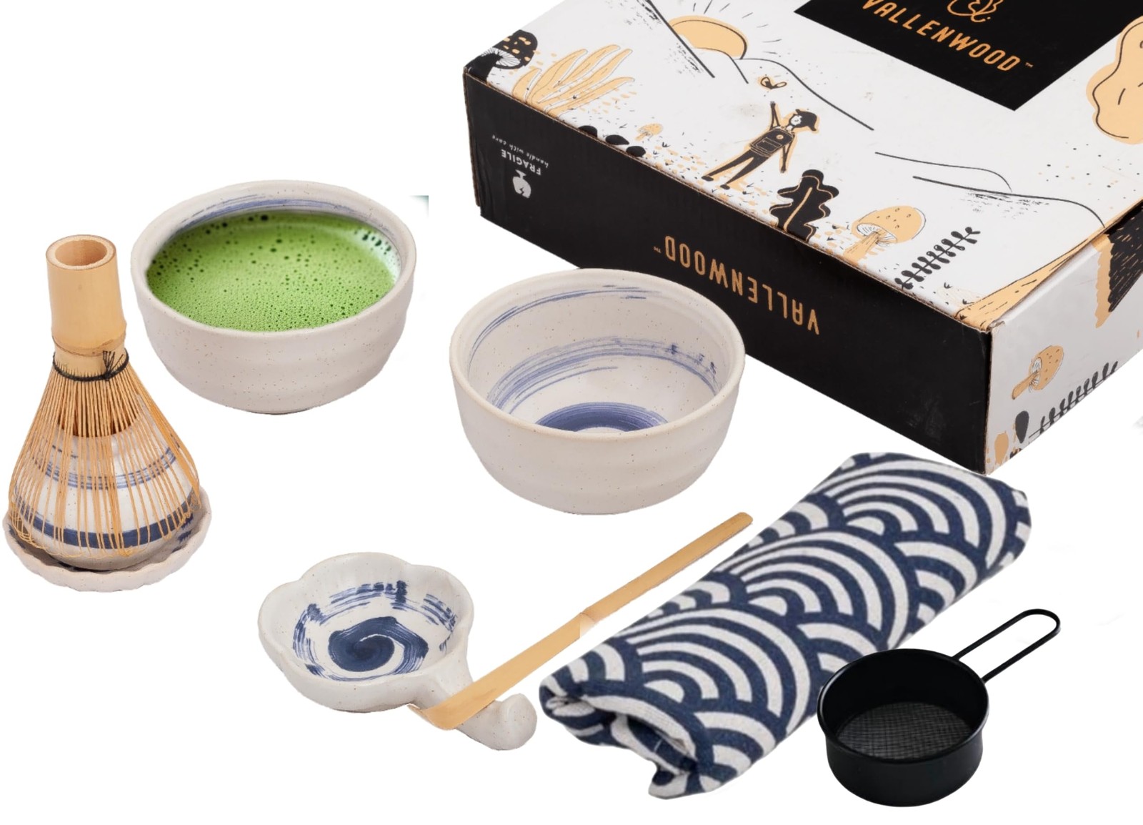 Unique Matcha Set: 9 pieces set, A Ceremonial Grade Kit For Matcha With 2 Thi…