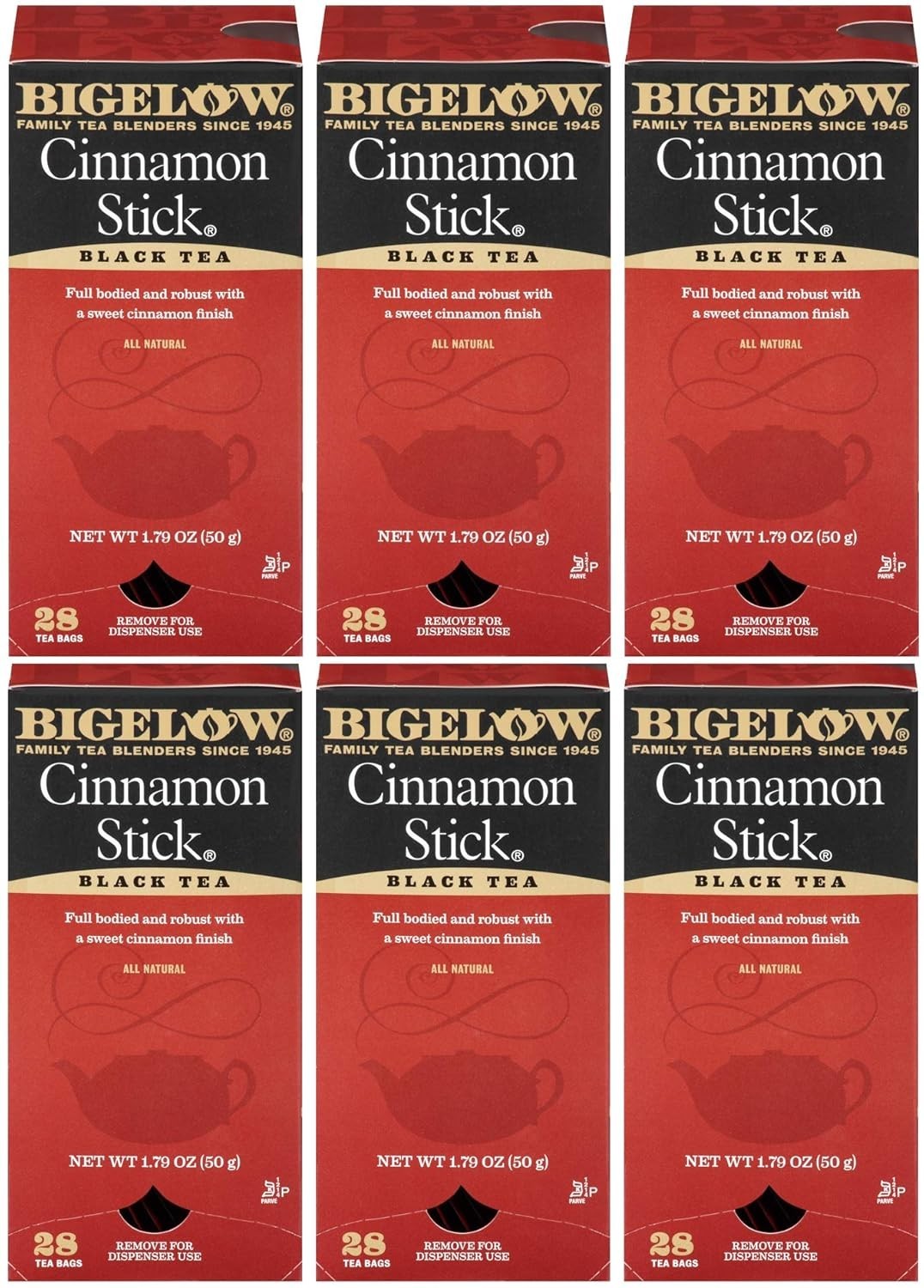 Bigelow Ginger Cinnamon Black Tea Bags – Perfect Coffee Substitute, 28 Count x 6
