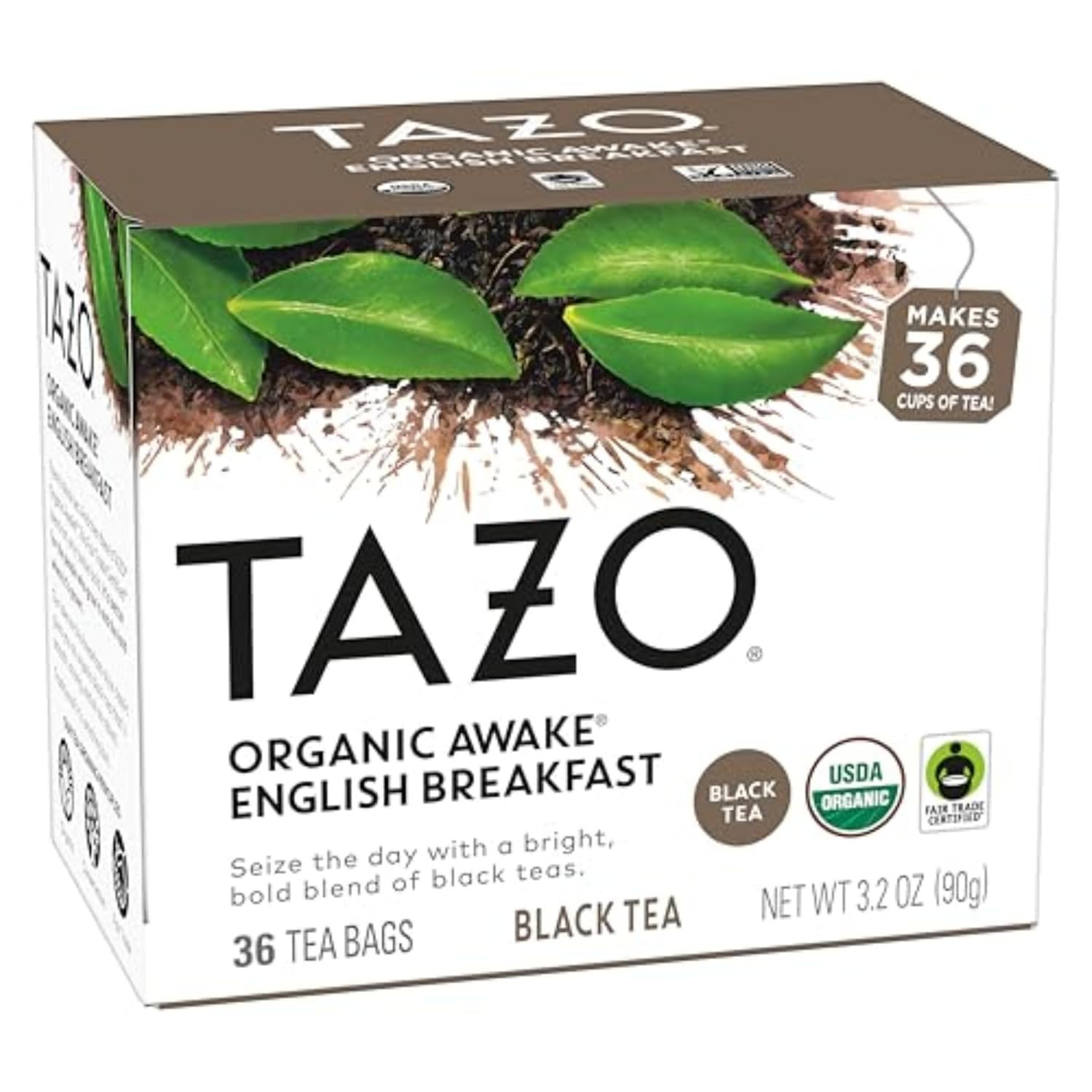 TAZO Organic Awake English Breakfast Black Tea, Black Tea with Caffeine,36 Total