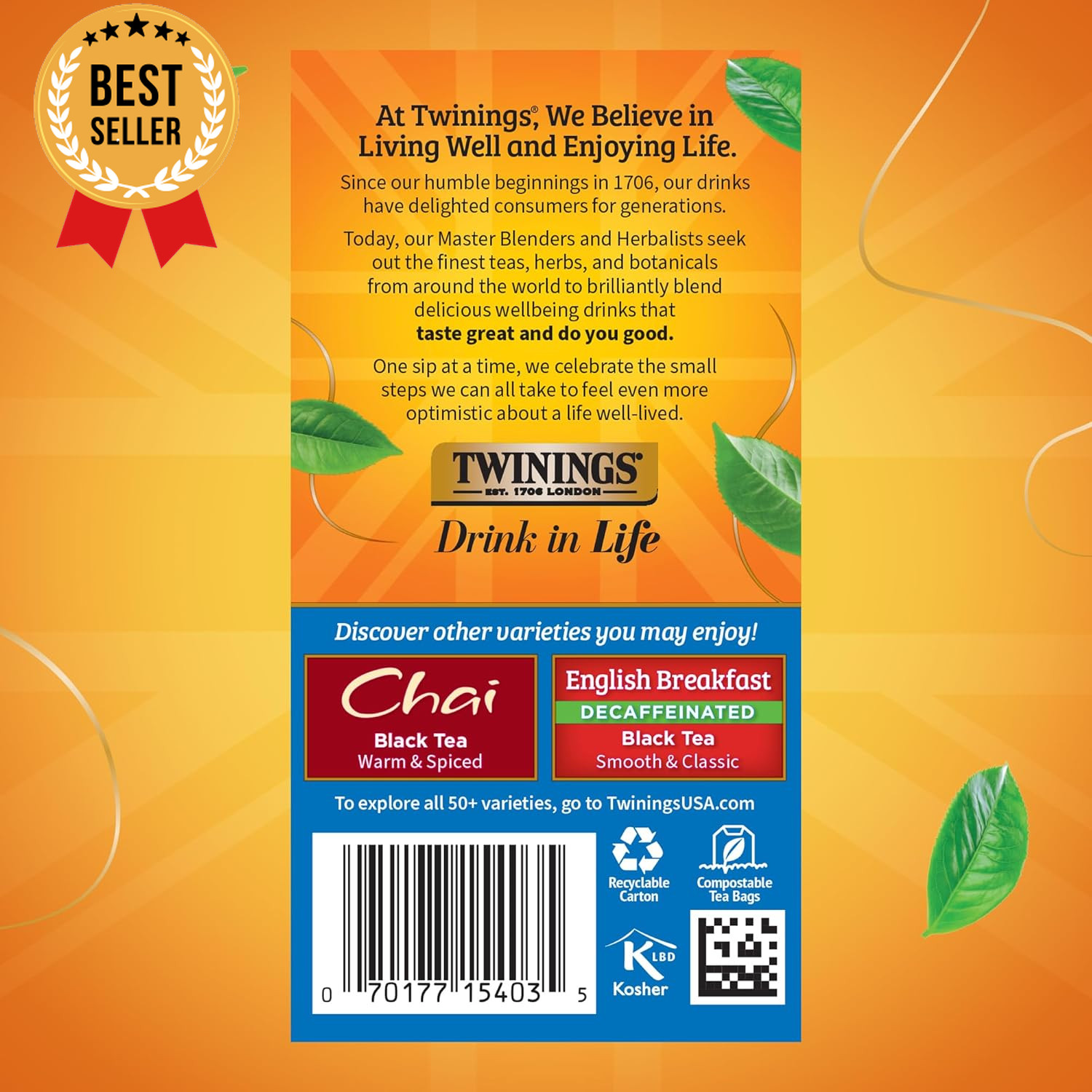 Black Tea Variety Pack 20 Bags English Breakfast Earl Grey Caffeinated