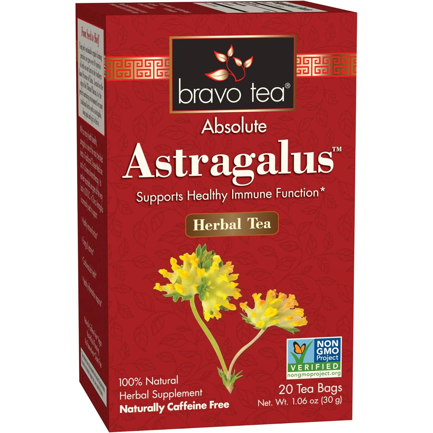 Bravo Tea Absolute Astragalus Herbal Tea, 20 Tea Bags