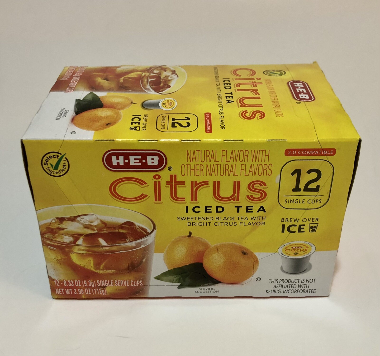 (1) Box HEB K-Cup Pods Citrus Iced Tea 12 Cups Per Box Keurig 2.0 H-E-B Texas
