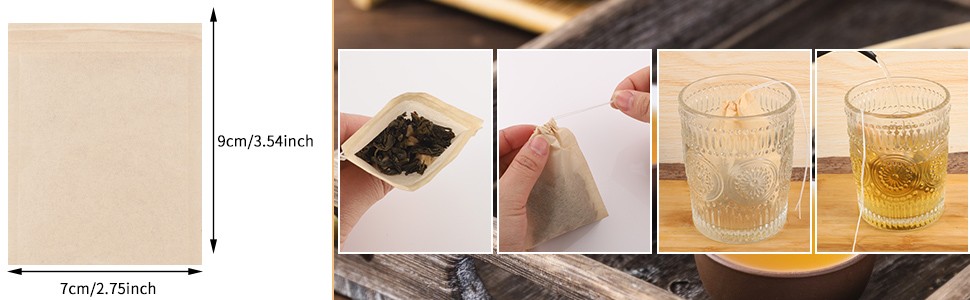 Empty Tea Bags – 300 Pcs Disposable Drawstring Unbleached Filter Bags for Loose