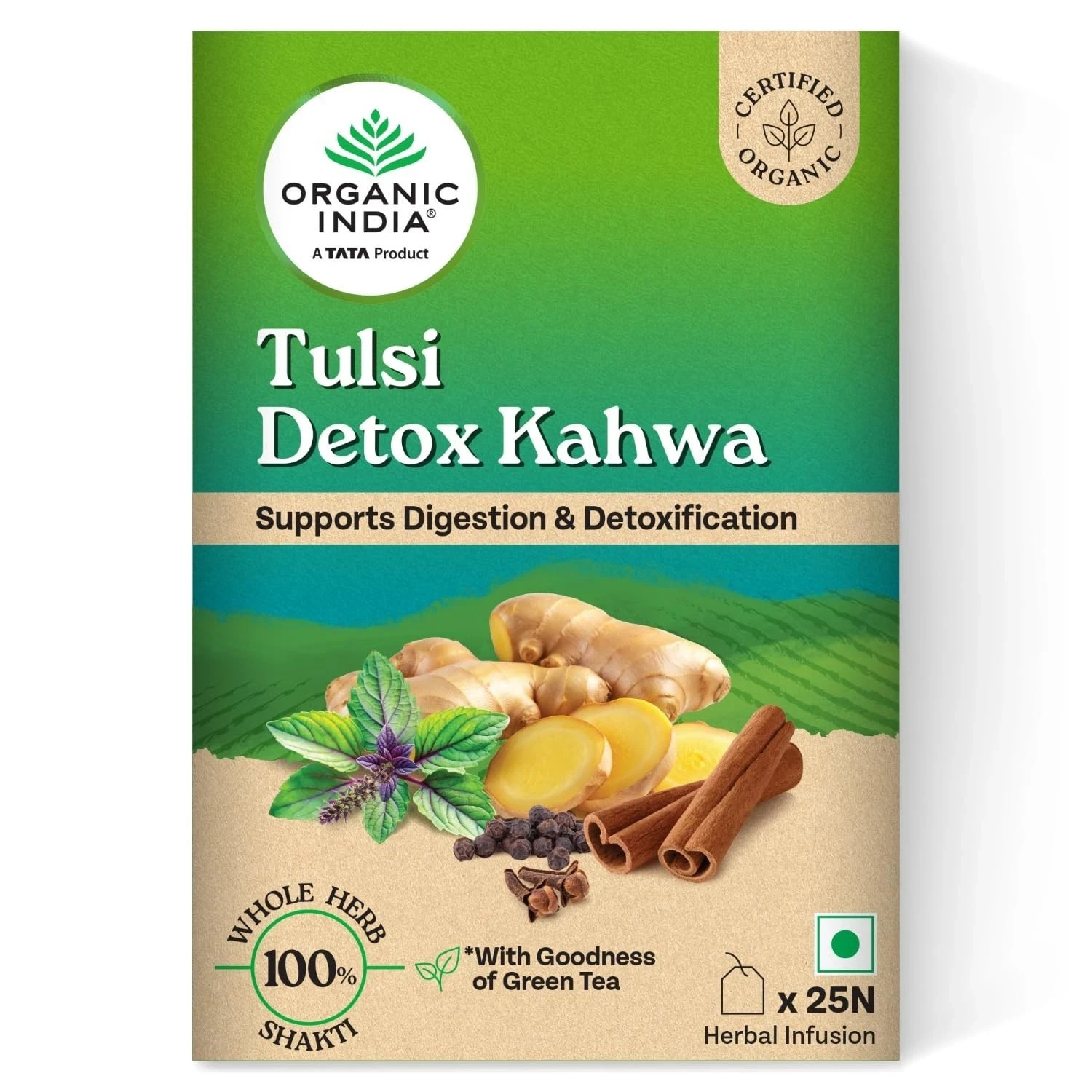 Organic India Tulsi Detox Kahwa 25 Bags Digestion & Cleanse Tea