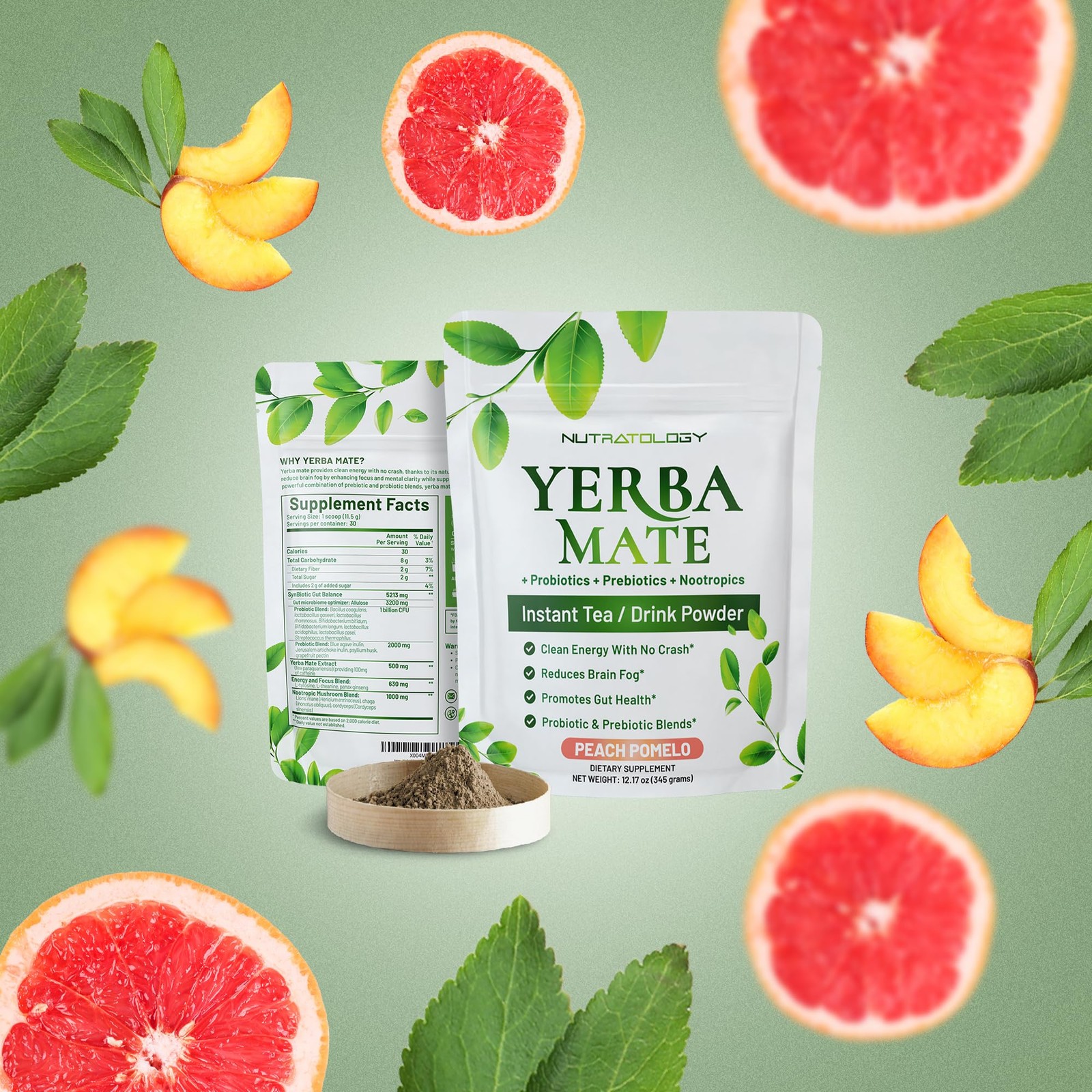 Yerba Mate Instant Tea Powder – 3-In-1 Super Drink – 30 Servings (Pack of 1)