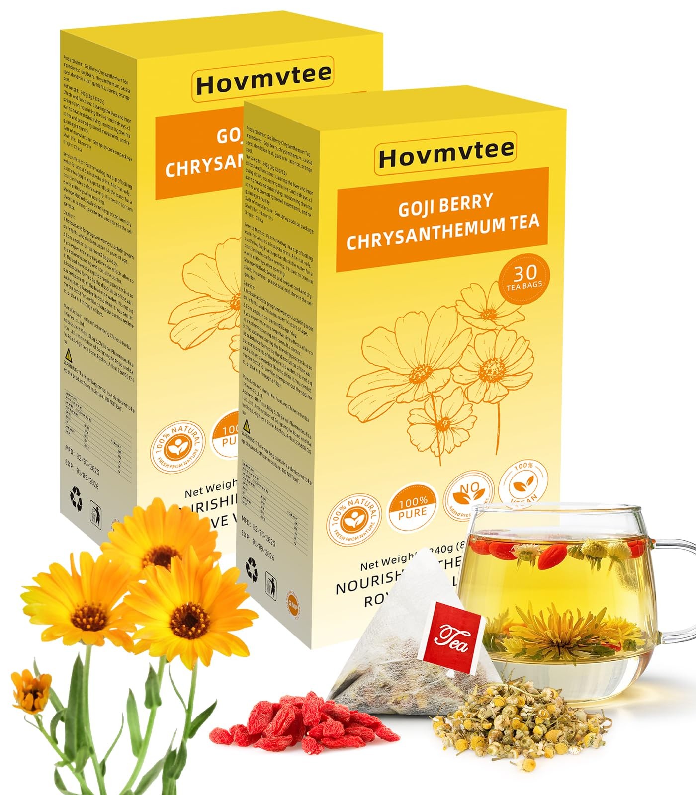 60Pcs Goji Berry Chrysanthemum Tea for Liver Health, Dandelion Wolfberry Tea,…