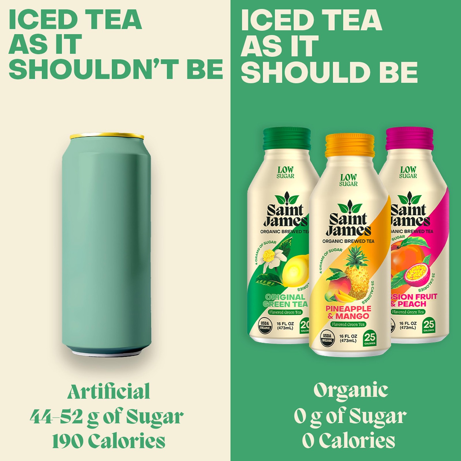 Iced Tea – Organic Green Tea – Non GMO, Gluten Free, Low Calorie & Low Sugar …