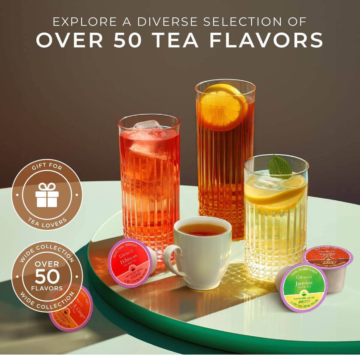 Hibiscus Herbal Tea Pods for Keurig 16 ct- Decaf Tea K Cups for Keurig Rich i…