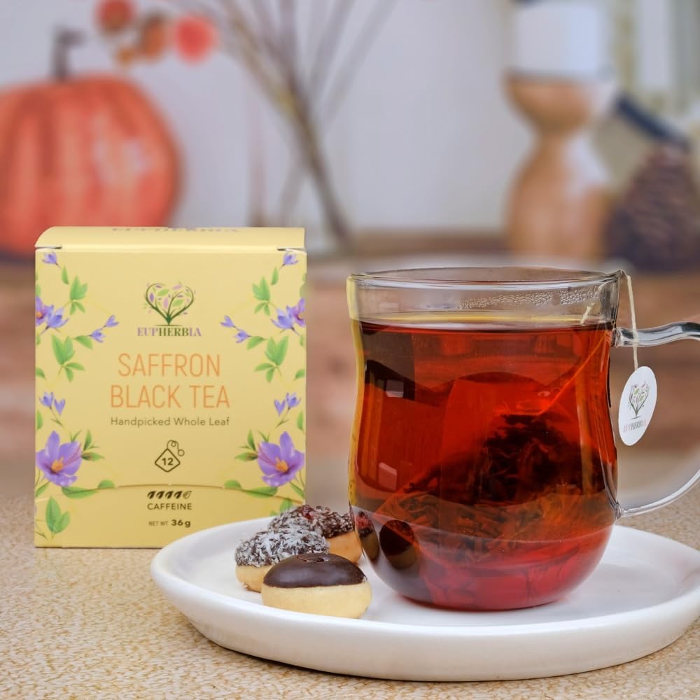 Saffron Black Tea, Handpicked, Highland Grown Whole Leaf Tea, Enriched with P…