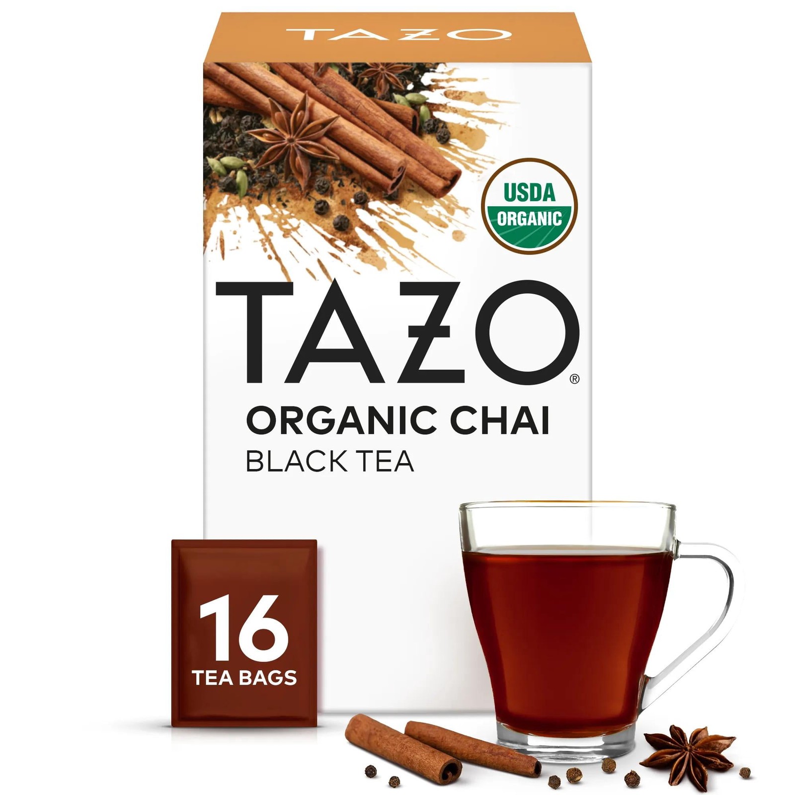 Tazo Organic Chai Black Tea Bags 16 Ct Box (Pack Of 4 Lot) – (64 Total Tea Bags)